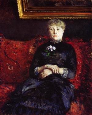 Gustave Caillebotte - Woman Sitting on a Red-Flowered Sofa