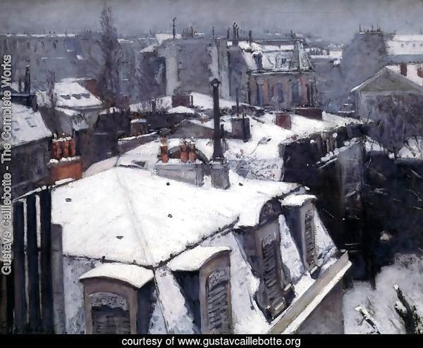 Snow-Covered Roofs in Paris