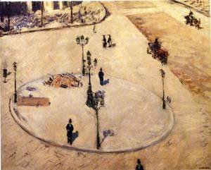 Gustave Caillebotte - A Traffic Island  Boulevard Haussmann