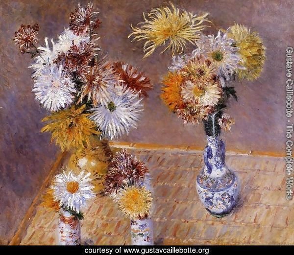 Four Vases Of Chrysanthemums