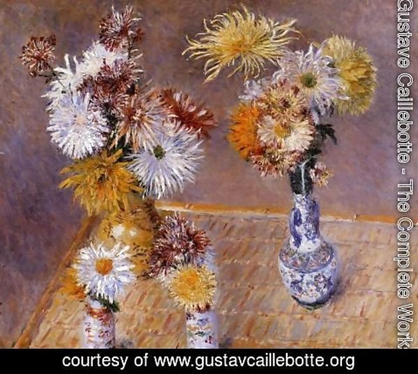 Gustave Caillebotte - Four Vases Of Chrysanthemums