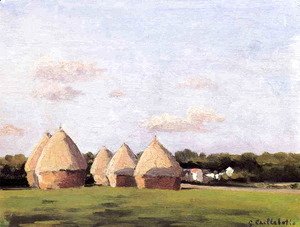 Gustave Caillebotte - Harvest  Landscape With Five Haystacks