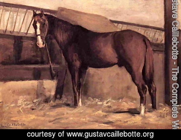 Gustave Caillebotte - Yerres  Reddish Bay Horse In The Stable