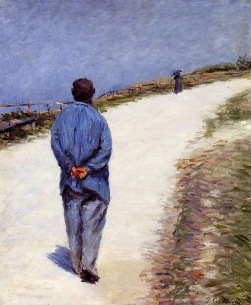 Man in a Smock (or Father Magloire on the Road between Saint-Clair and Etretat) by Gustave Caillebotte
