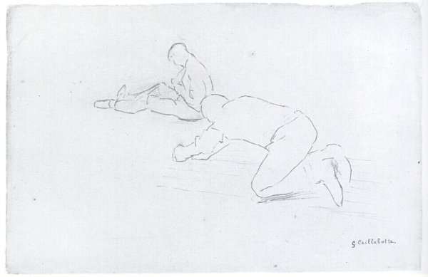 The Floor Scrapers (study) by Gustave Caillebotte