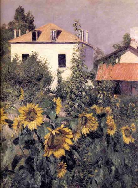 Sunflowers  Garden At Petit Gennevilliers by Gustave Caillebotte