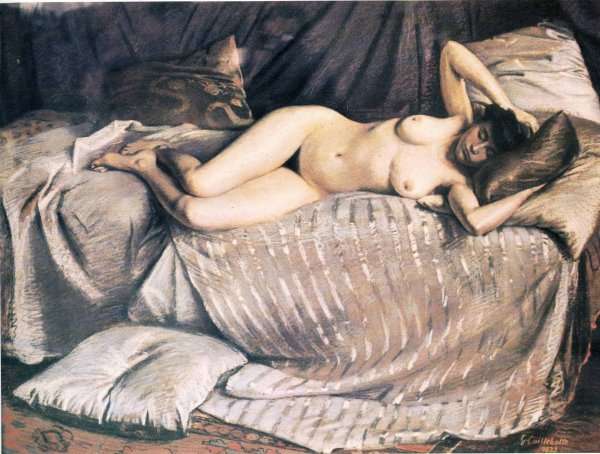 Femme Nue Etendue Sur Un Divan (Naked Woman Lying on a Couch) by Gustave Caillebotte