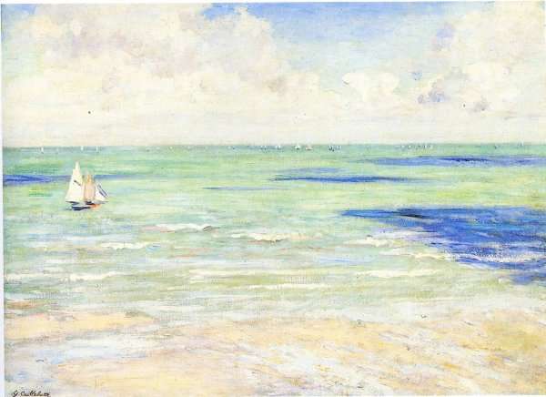 Seascape  Regatta At Villers by Gustave Caillebotte