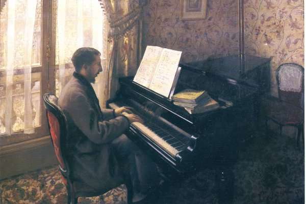 Young Man Playing The Piano by Gustave Caillebotte