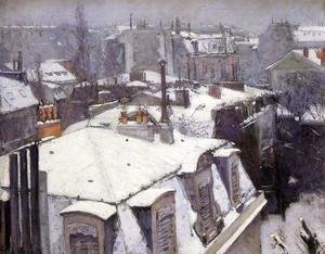 Gustave Caillebotte - Vue toits, effet de neige (1878)
