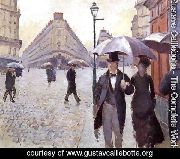 Paris Street A Rainy Day Study By Gustave Caillebotte Oil Painting Gustavcaillebotte Org
