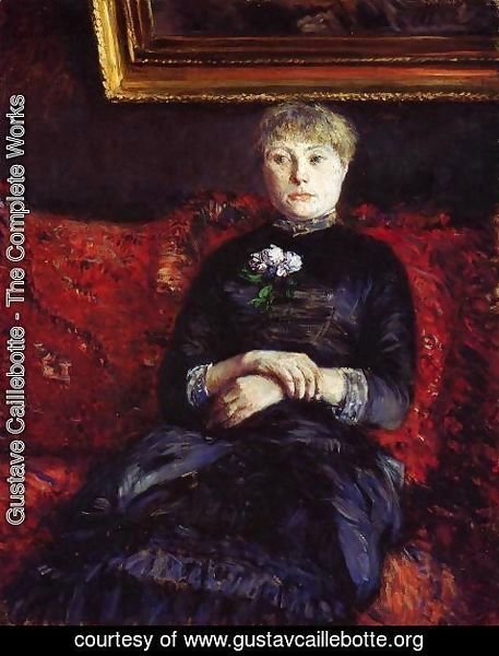 Gustave Caillebotte - Woman Sitting on a Red-Flowered Sofa