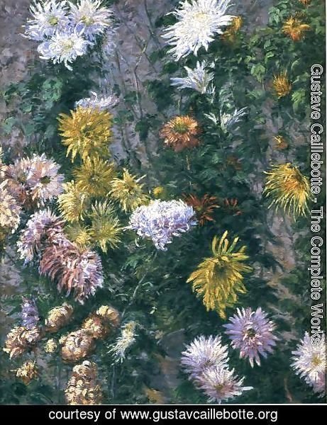 Gustave Caillebotte - White and Yellow Chrysanthemums, Garden at Petit Gennevilliers
