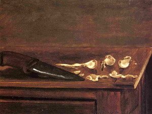 Gustave Caillebotte - Garlic Cloves And Knife On The Corner Of A Table