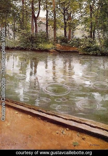 Gustave Caillebotte - The Yerres  Rain Aka Riverbank In The Rain