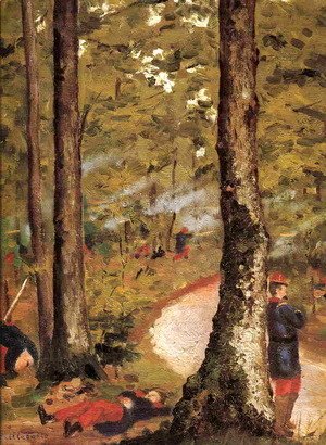 Gustave Caillebotte - Yerres  Soldiers In The Woods